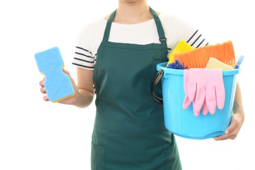 Cleaner completing final safety checks before finishing a shift