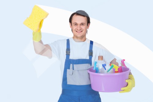 Cleaner arriving for a domestic cleaning appointment