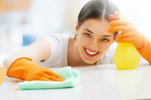 Cleaner preparing a Belsizepark home for move-in day
