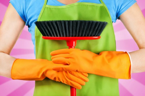 Local carpet cleaner treating stains in a Belsizepark living room